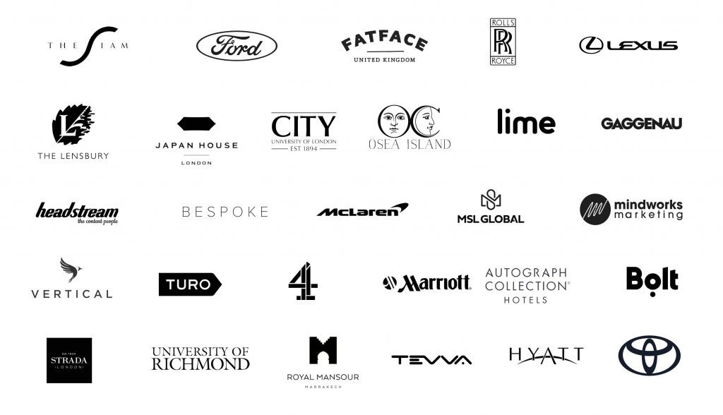 Client logos that I have worked with in Commercial Photography in London and worldwide